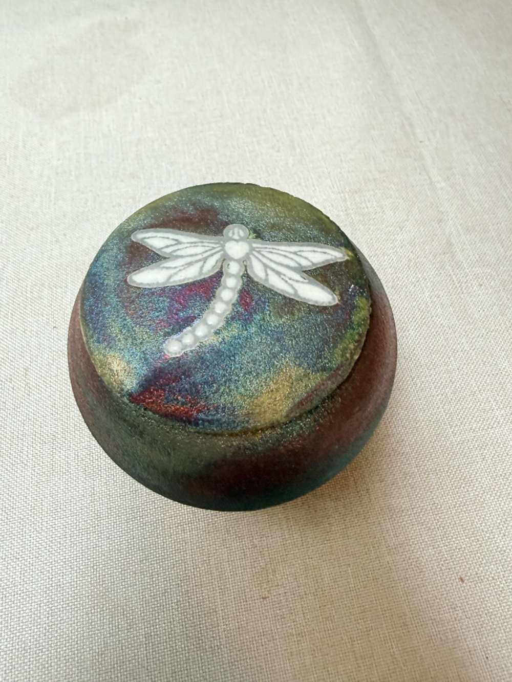 Raku Pottery Dragonfly Dream Catcher Jar Signed Jeremy Dillon With Insert - Picture 2 of 13